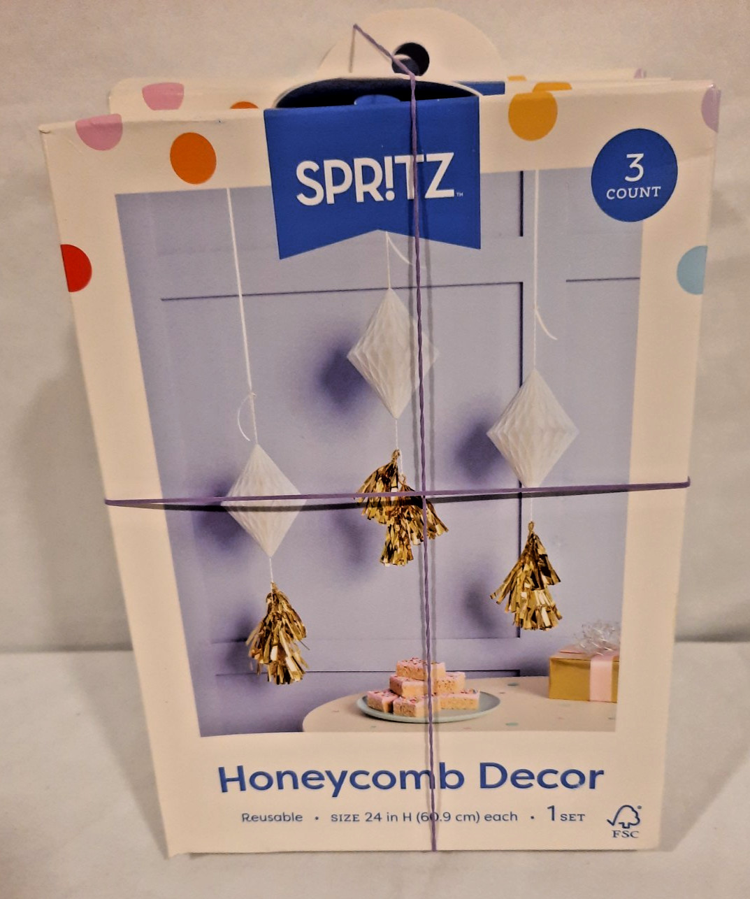 SPRITZ HONEYCOMB REUSABLE DECOR FOR PARTIES 4 BOXES 12 DECORS TOTAL BRAND NEW