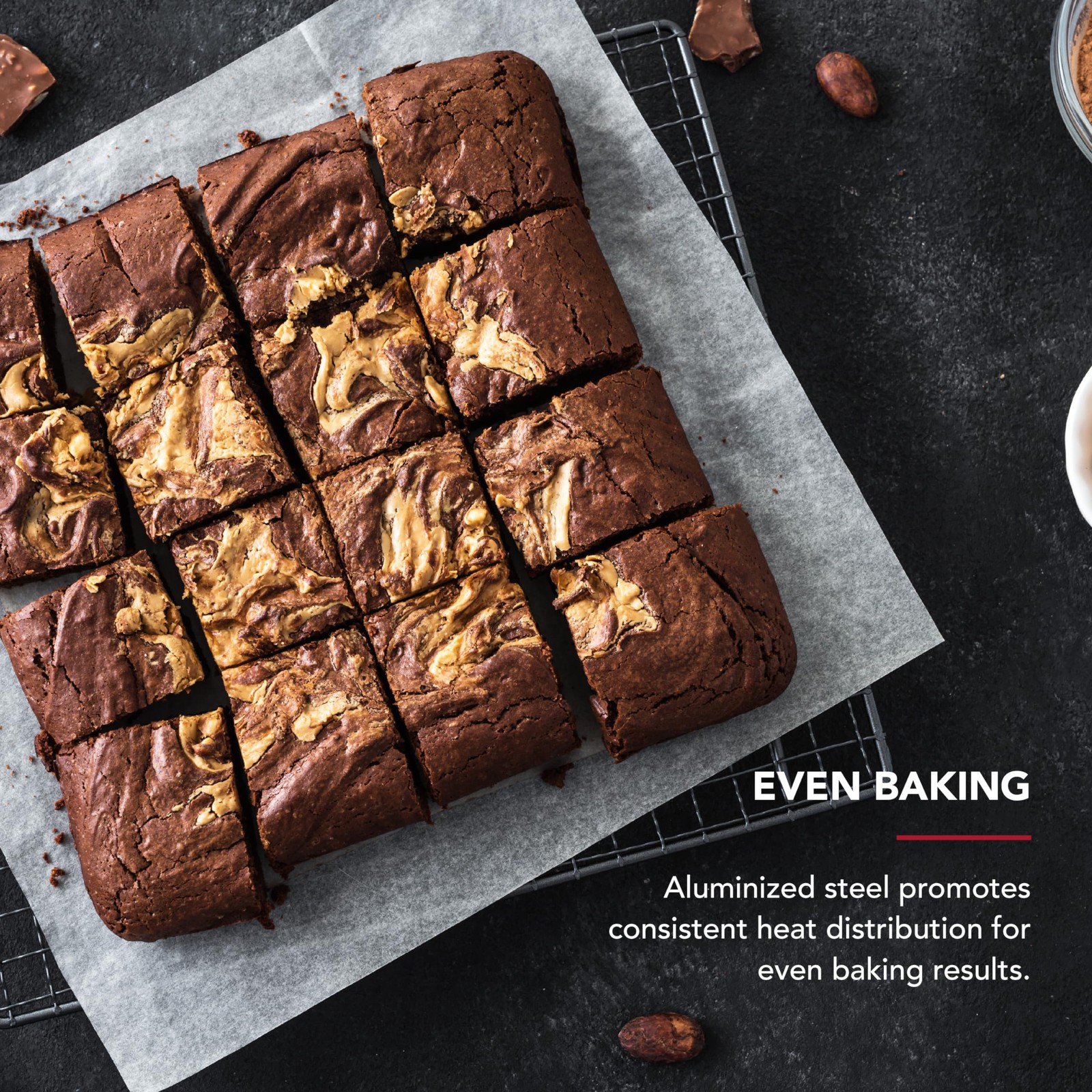KitchenAid Nonstick Swiss Engineered Aluminized Steel Square Cake Pan, Dishwashe