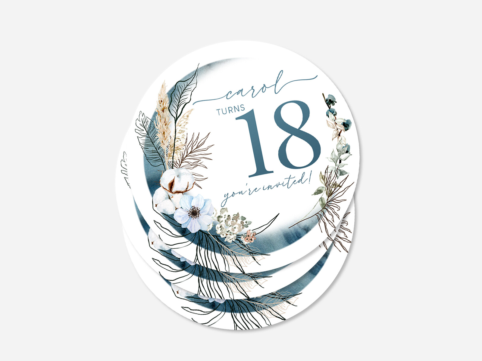 Personalised birthday round sticker labels, custom stickers