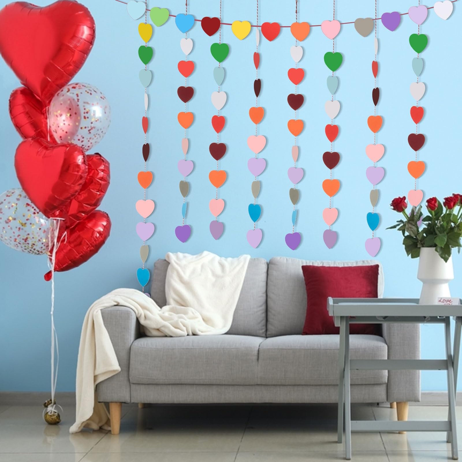 600 PCS 2 Inch Assorted Color Heart Paper Cutouts Cardstock Die Cuts Decor