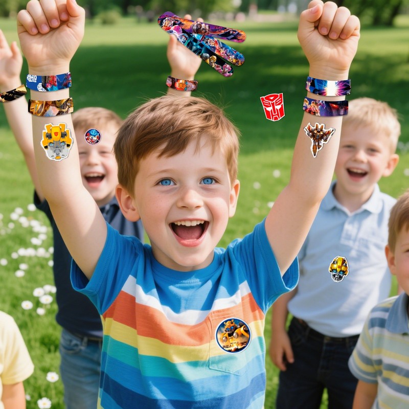 Transformers Themed Kid Birthday Party Supplies Slap Bracelets Favor Set Sticker