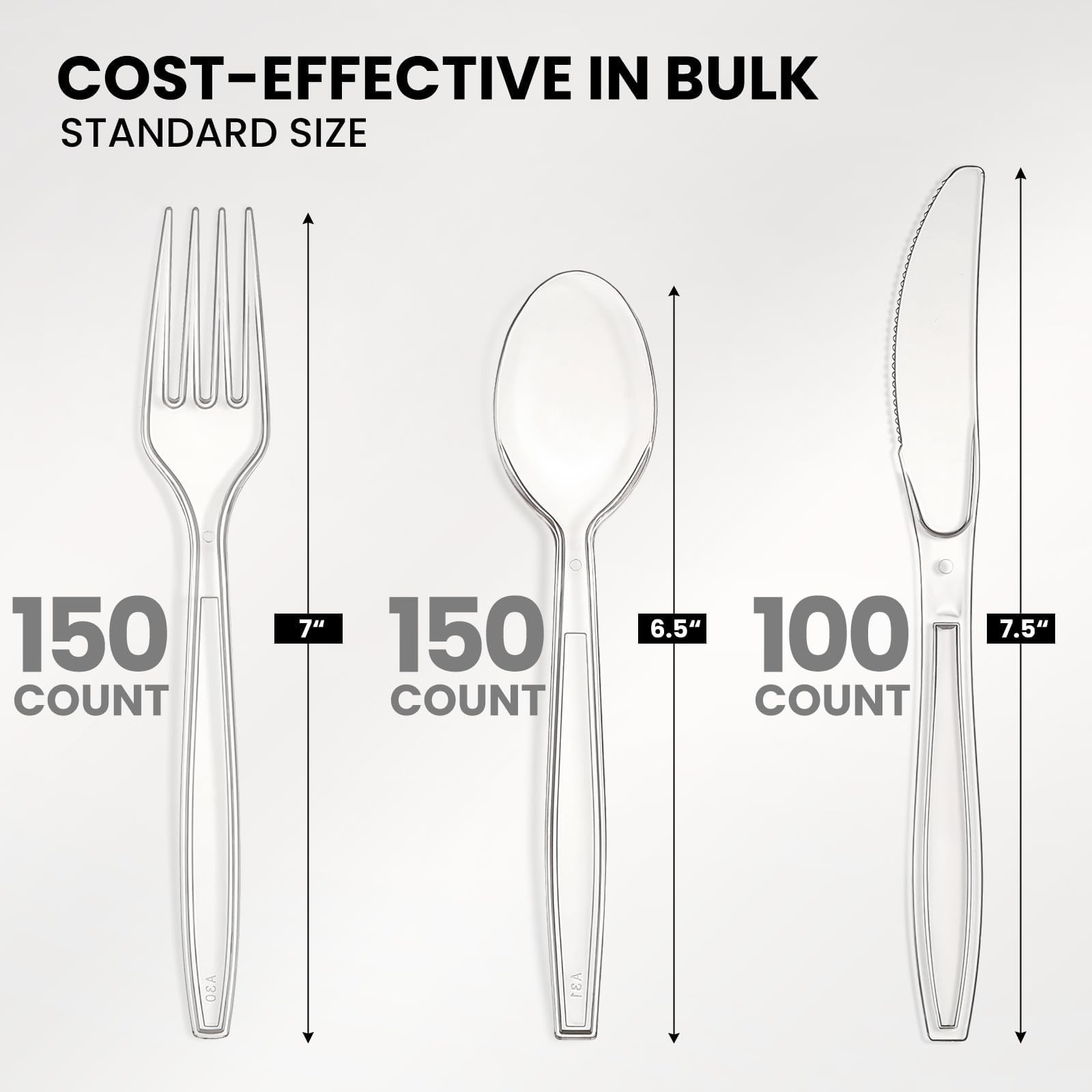 400 Count Heavy Duty Plastic Silverware, BPA-Free, Clear Plastic Cutlery Set,…