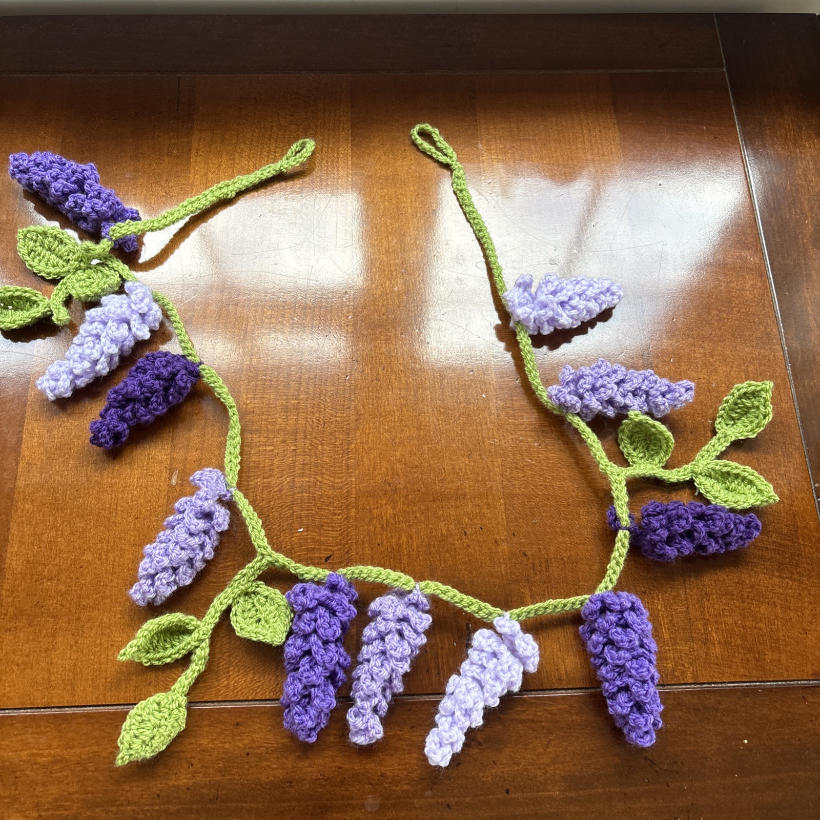 Crocheted Wisteria Flower Bunting Garland Summer PartyDecoration Wedding Purple