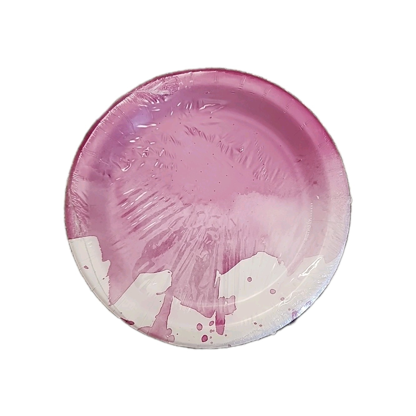 Birthday Express Pink Watercolor Print Round Paper Plates 8ct 7″ Any Occasion