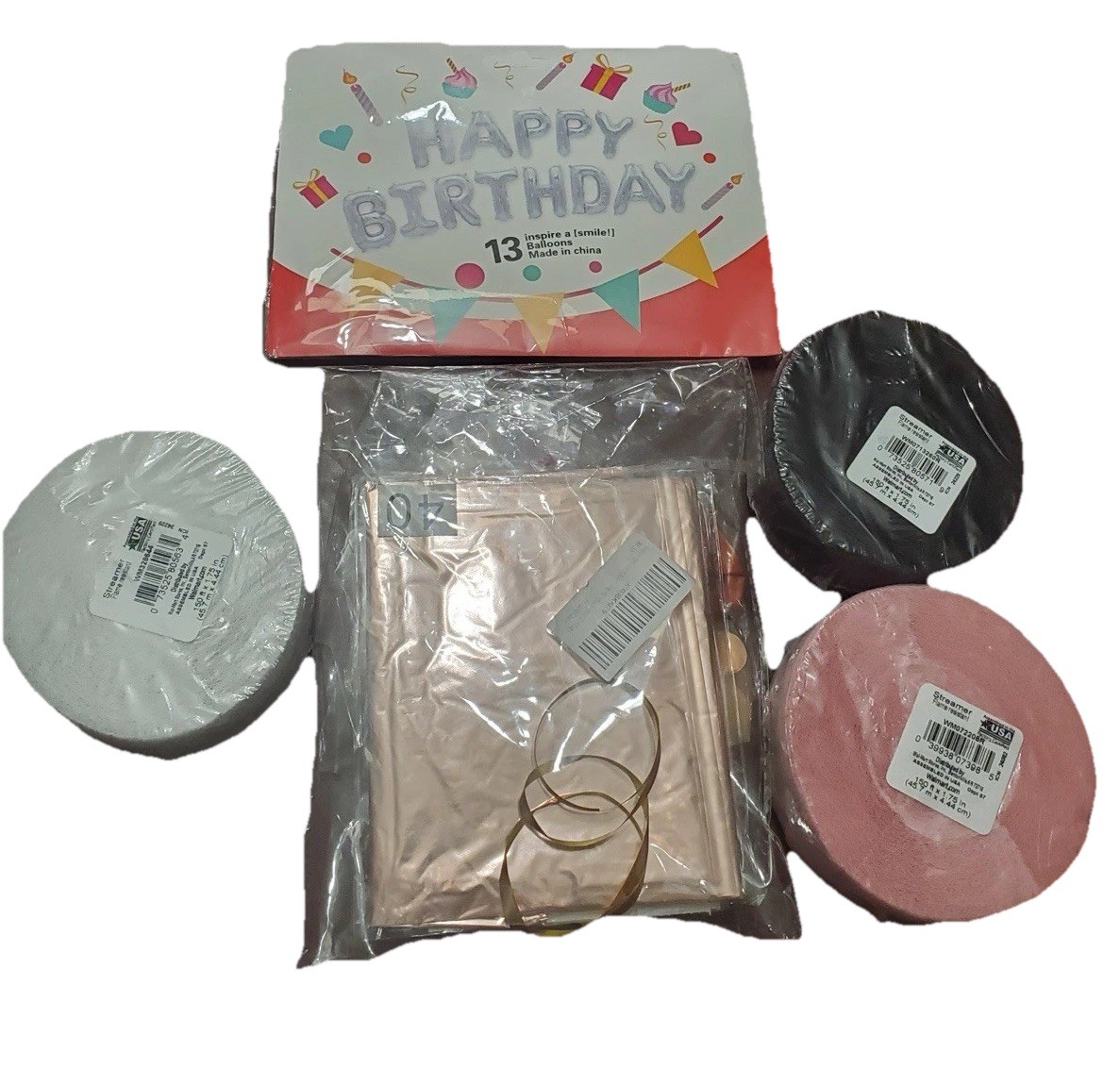Happy Birthday Foil Banner Balloons 13 Silver Party Decor Letter and Streamers