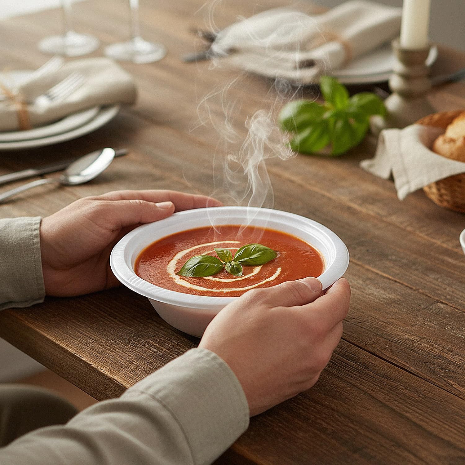 Party Dimensions Premium Heavyweight Soup Bowls 15 oz Pack of 100 White Durable