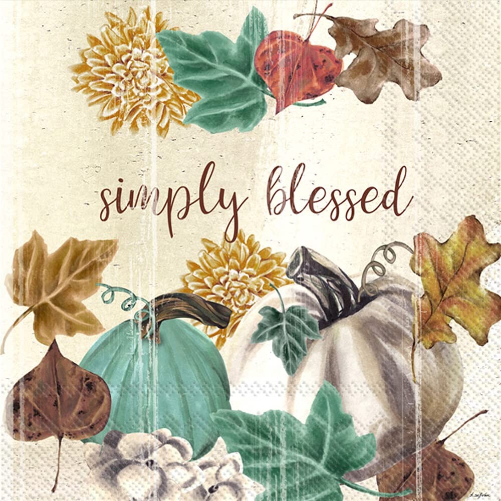 IHR 3-Ply Lunch Paper Napkins, 6.5 x 6.5-Inches, Simply Blessed Pumpkins