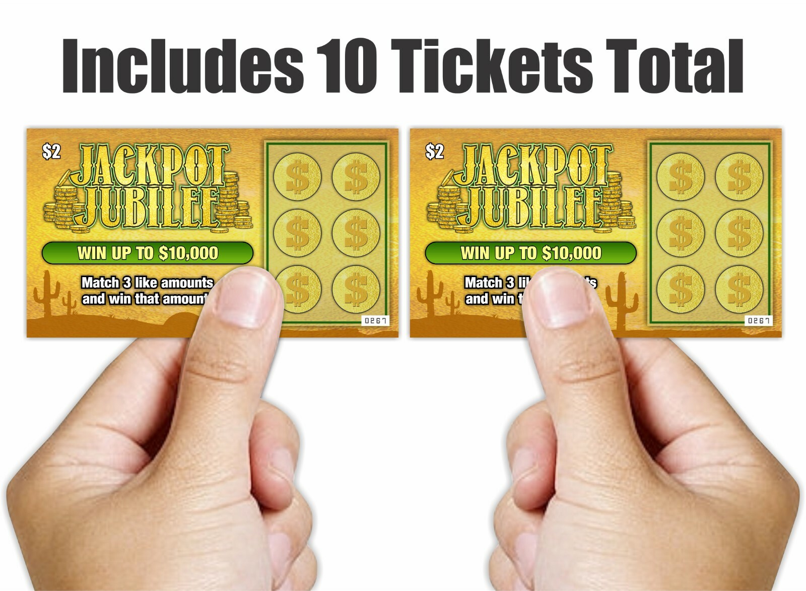 10 Prank Gag Fake Joke Lottery Lotto Ticket Scratch Off Card 10,000 Winner