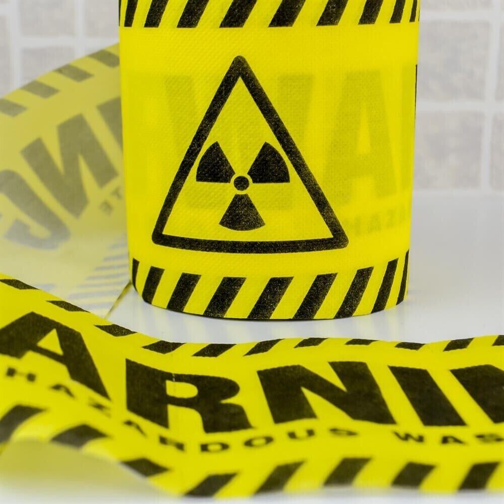 WARNING HAZARDOUS WASTE Toilet Paper Roll – Halloween Party Bathroom Potty Joke