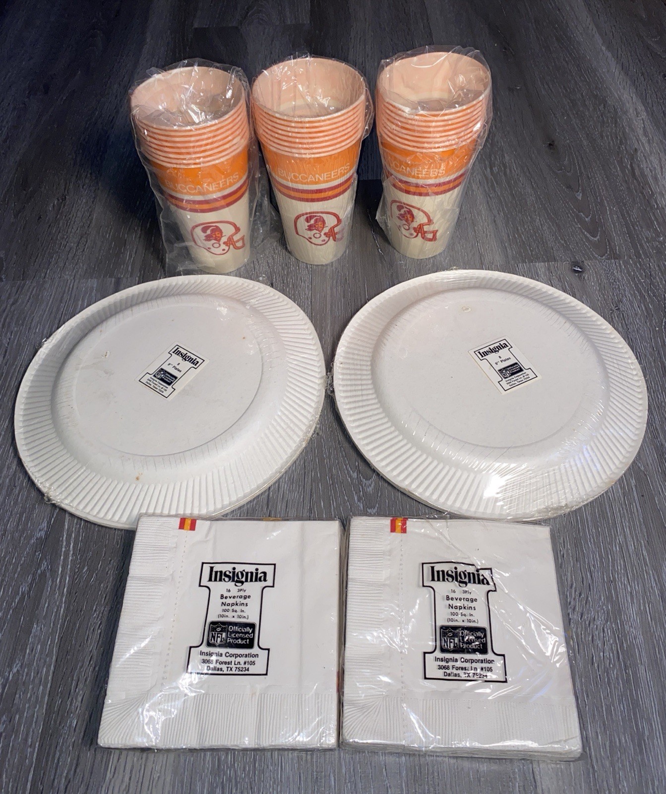 Vintage NFL Tampa Bay Buccaneers Cups Paper Plates Napkins Party Set Insignia