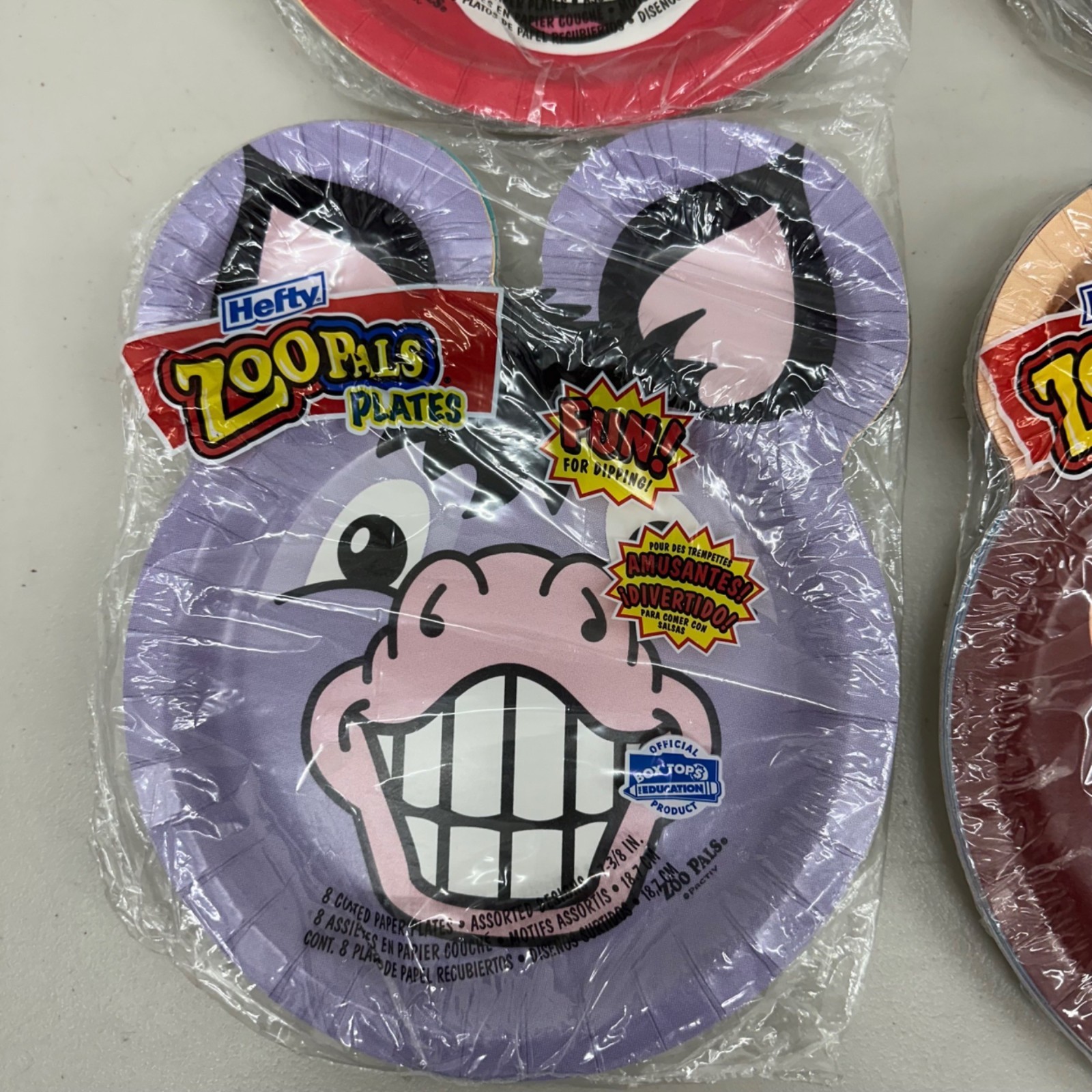 VTG Hefty Zoopals Animal Paper Plates Fox Pig Monkey Zebra NEW Sealed 8ct X 4