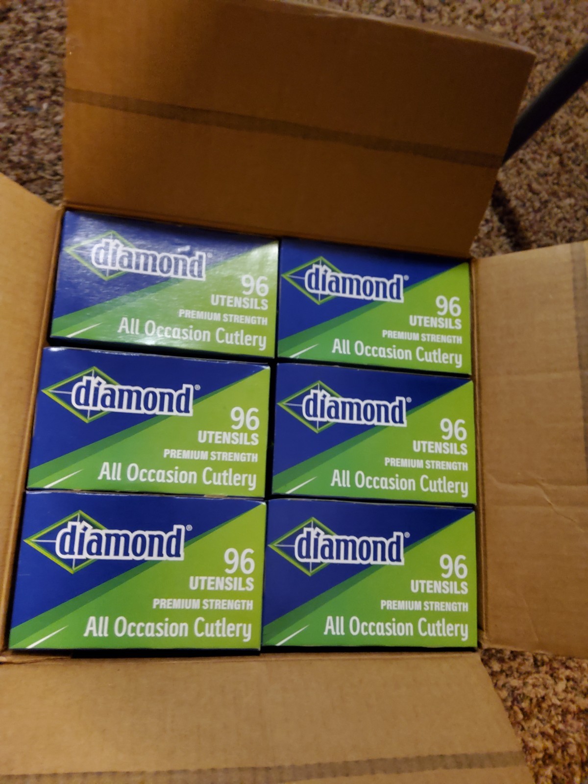 Lot of 6 Boxes Diamond® All Occasion Cutlery Set (96-Count Per Box / 576 Total)