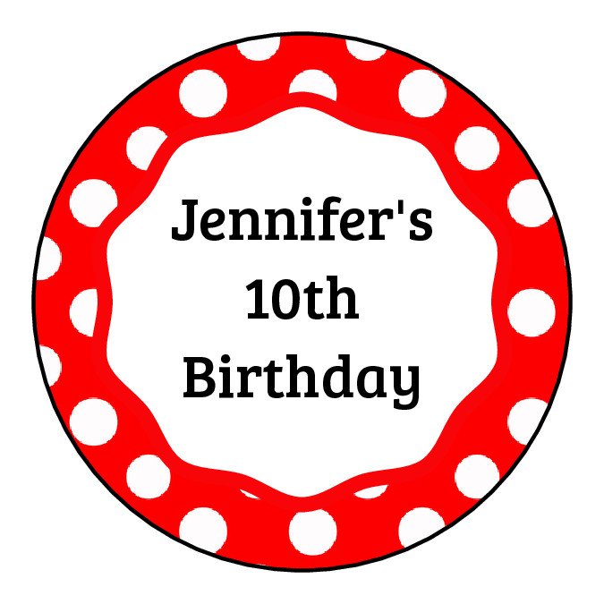 Red polka dot stickers Birthday party, labels, tags, personalized