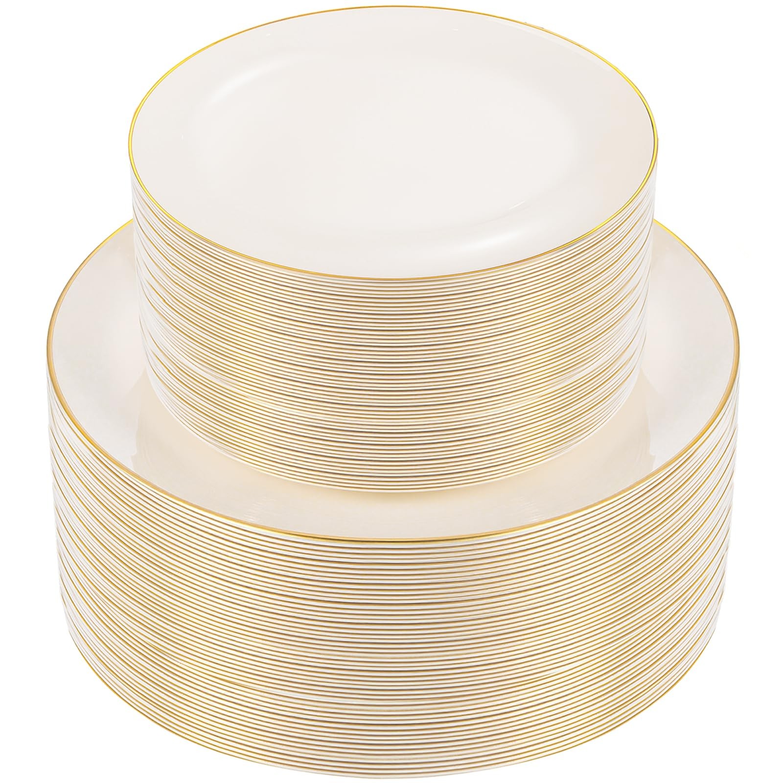 100PCS Ivory Plastic Plates – Cream Plastic Disposable Heavy Duty for Party &…
