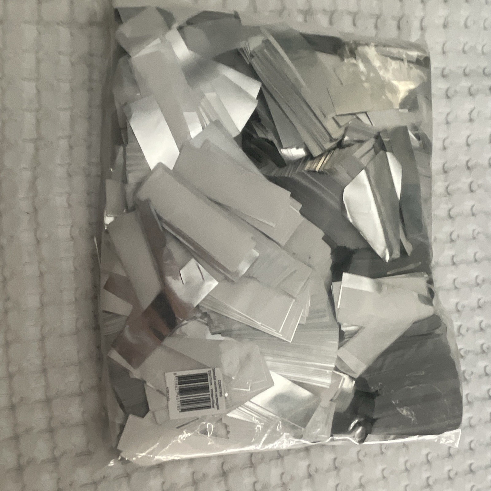 Slowfall Confetti Rectangle bulk bag 55x17mm White/Silver Plastic All Occasion