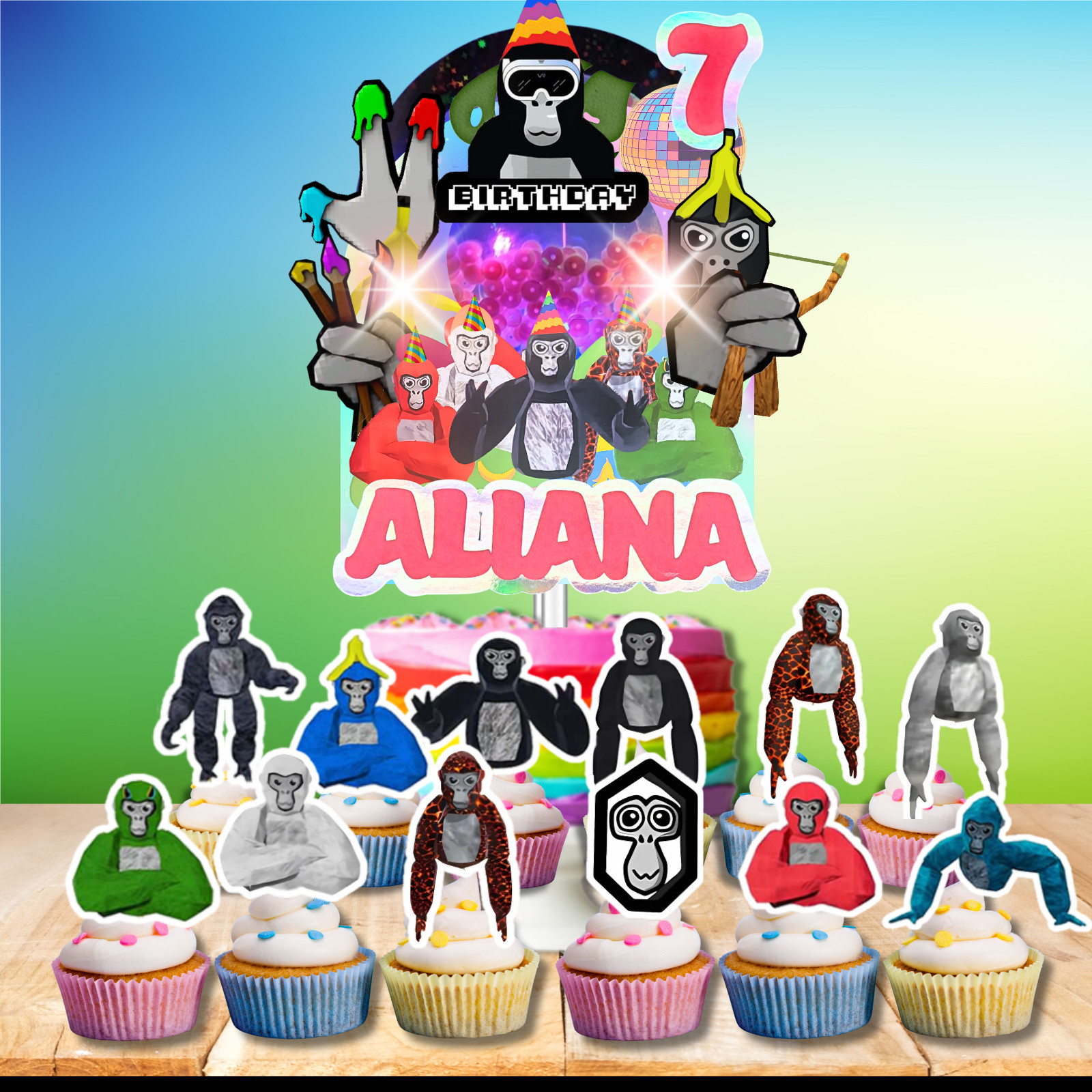 Gorilla tag Party Supplies happy birthday centerpiece decoration gift box favor
