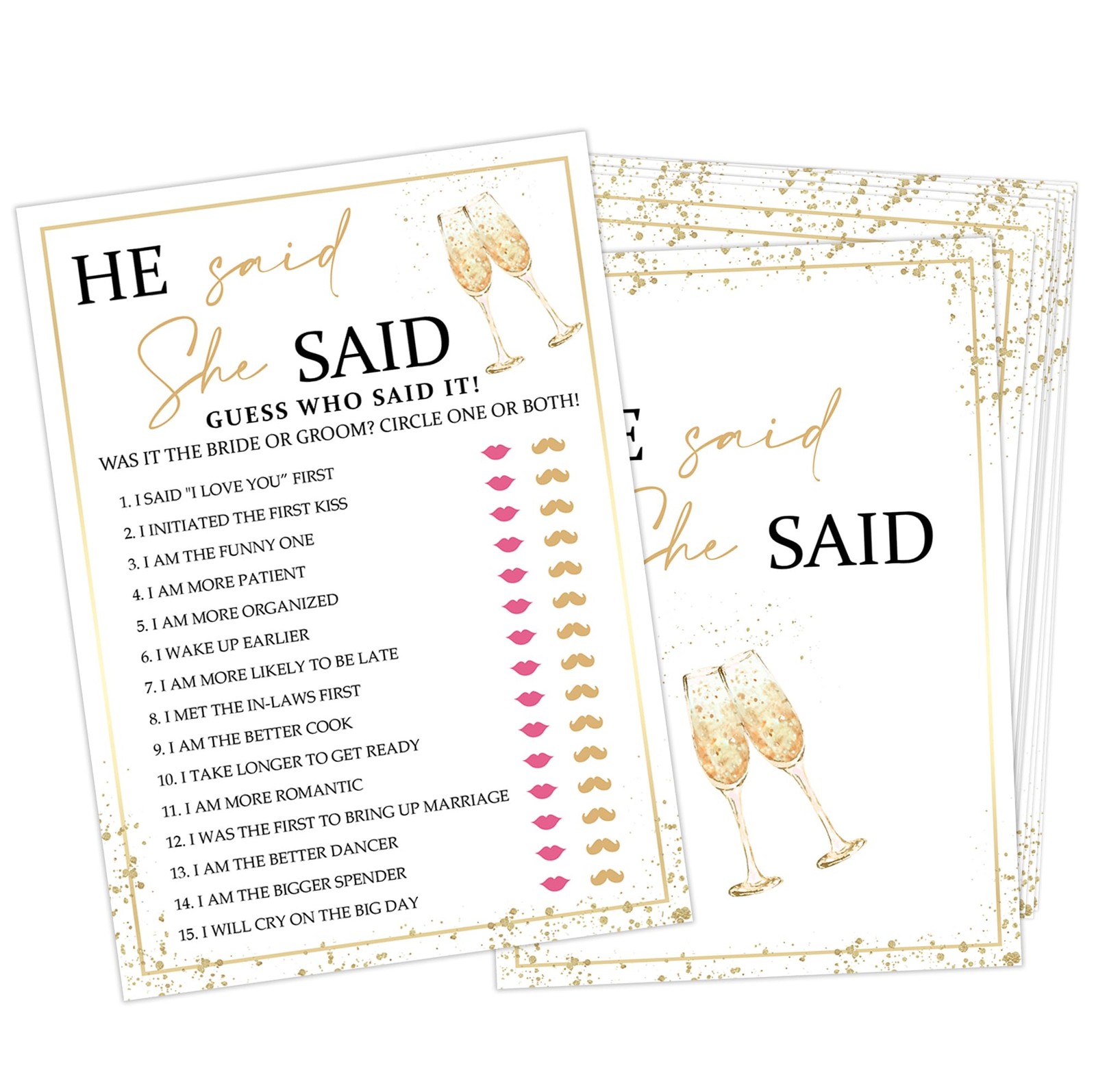 He Said She Said Bridal Shower Games, Wedding Shower and Bachelorette Party -…