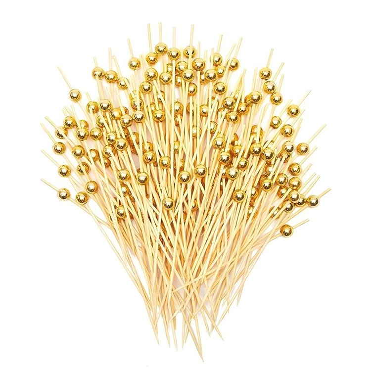 200Pcs Bamboo Cocktail Picks 4.7 Inch Disposable Toothpicks for Appetizers Fruit
