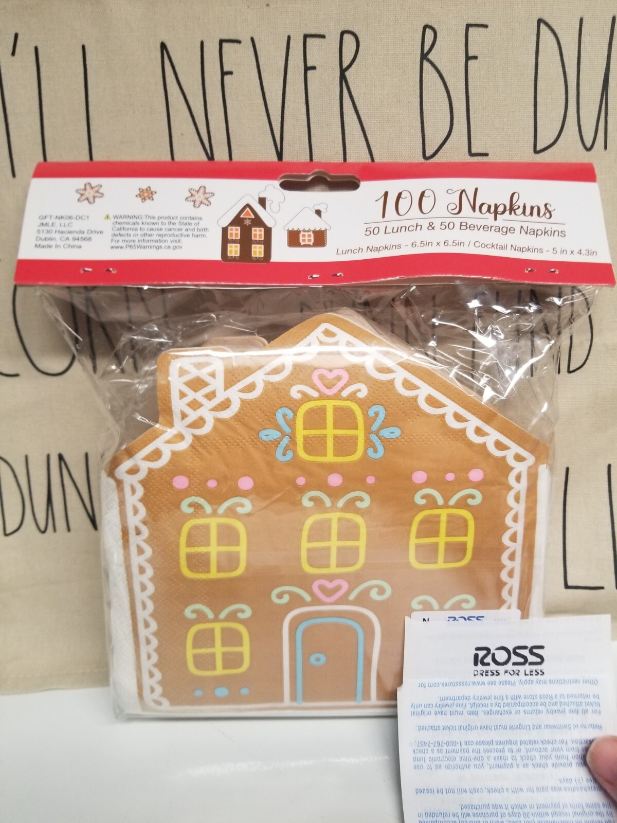 100 x Christmas Gingerbread House & Man Paper Napkins Party Lunch Picnic, NEW!