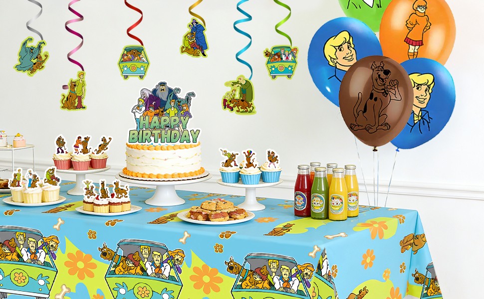 33 Pcs ScoobyDoo Party Decorations Birthday Party Supplies Banner Cake Topper
