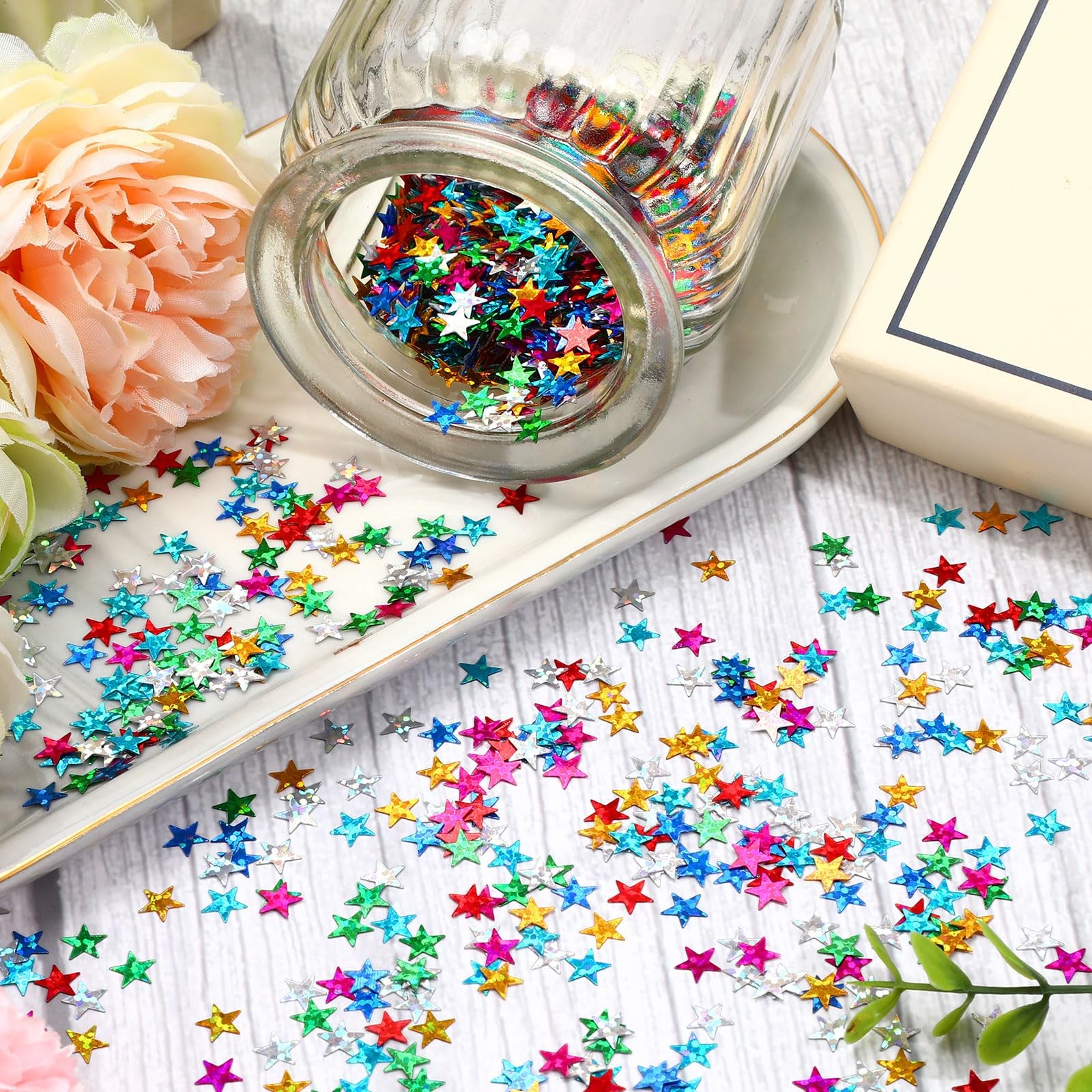 Rainbow Star Confetti Glitter Scatter Metallic Sequin Sprinkles Decor