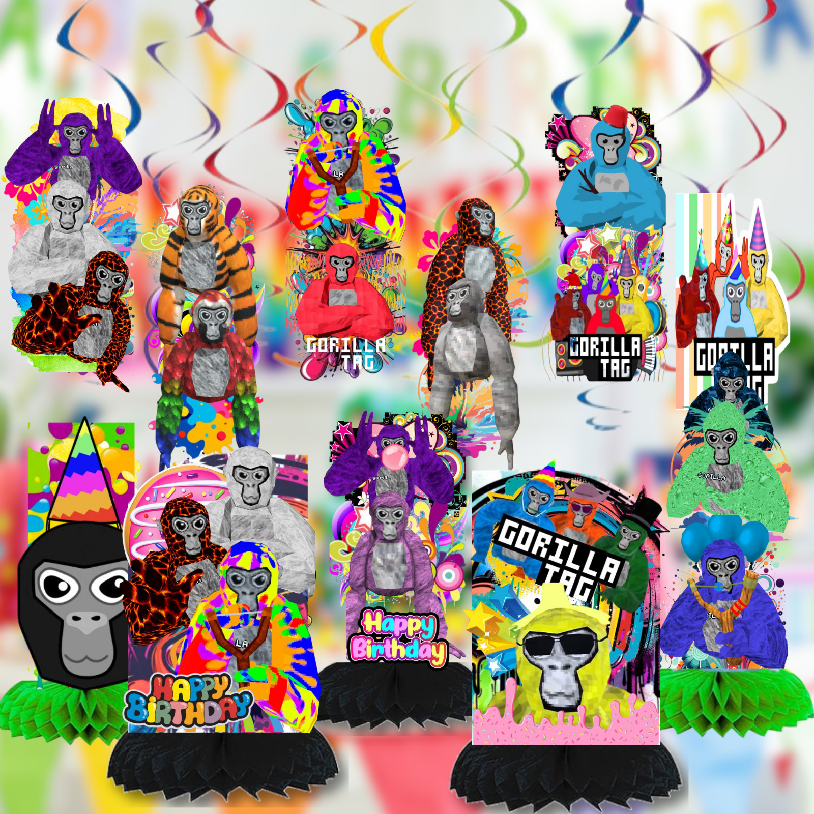 Gorilla tag Party Supplies happy birthday centerpiece decoration gift balloon
