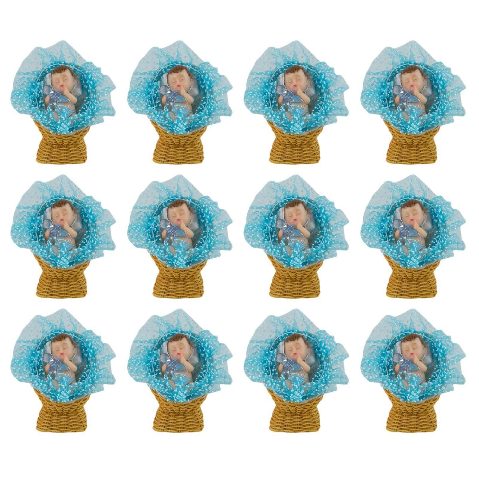 Mega Favors – Baby Boy Sleeping in Rocker Poly Resin – Blue, 12PCS