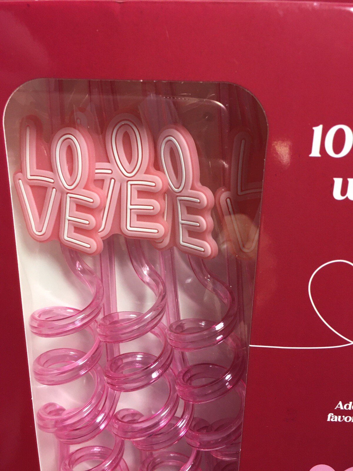 VALENTINES LOVE ~ HEARTS ❤️ 10 PK REUSABLE CURLY STRAWS BPA FREE NIB