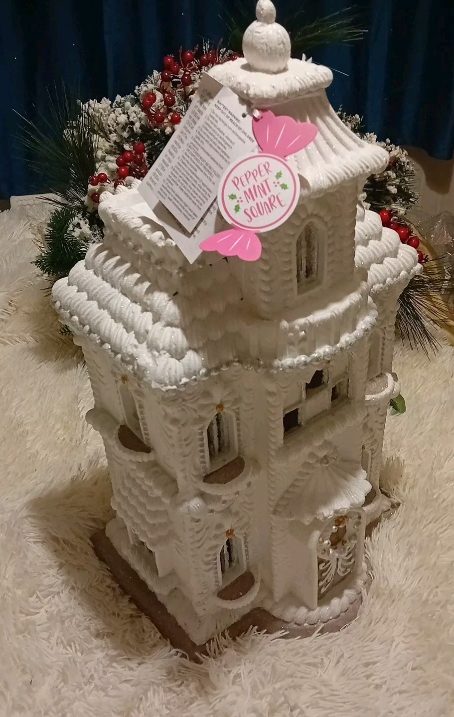 Tk Maxx Christmas Extra Large Iced White Sparkly Light Up Gingerbread House RARE