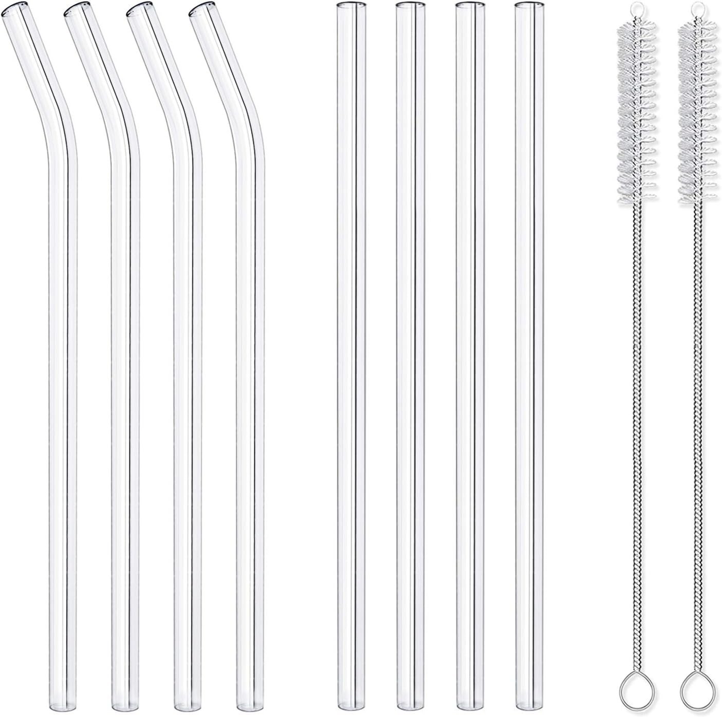 10-Piece Reusable Glass Drinking Straws – 10″ X 10 Mm – Smoothie Straws for Milk