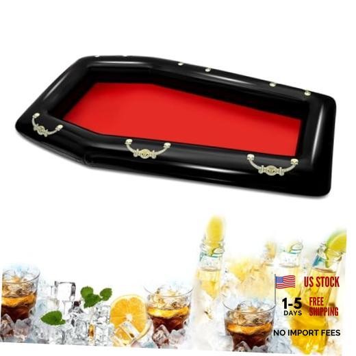 Inflatable Coffin Cooler, 52 Inch Drink Containers for Halloween Art Deco