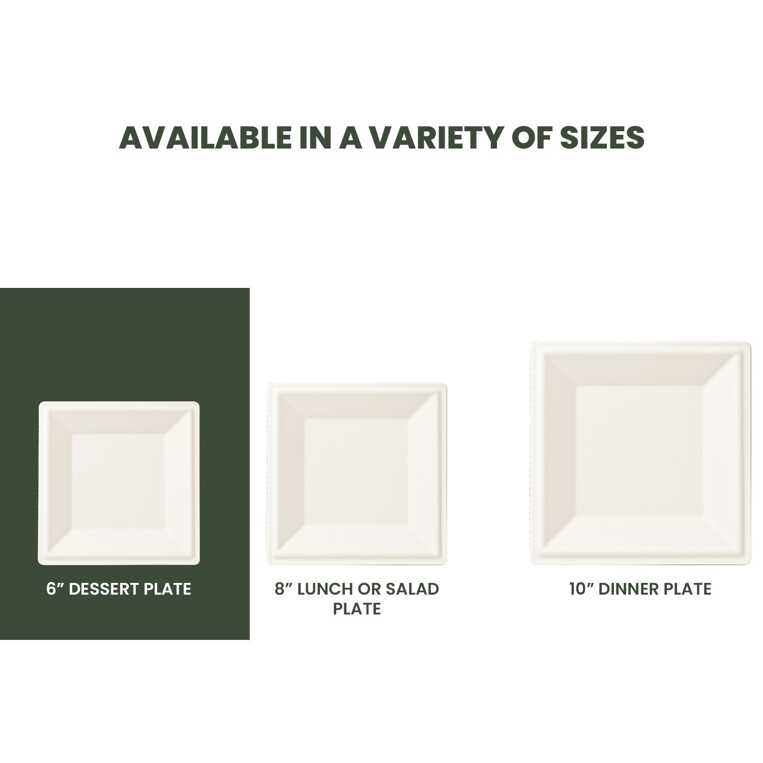 FPN Disposable Plates Square for Party Eco-Friendly Microwave-safe : 6″|8″|10″