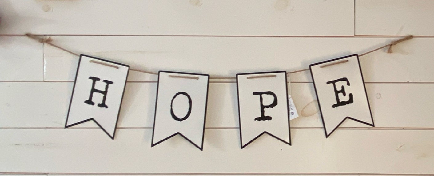 Ganz HOPE Banner Party Decoration White Black Paper Twine Solid Garland
