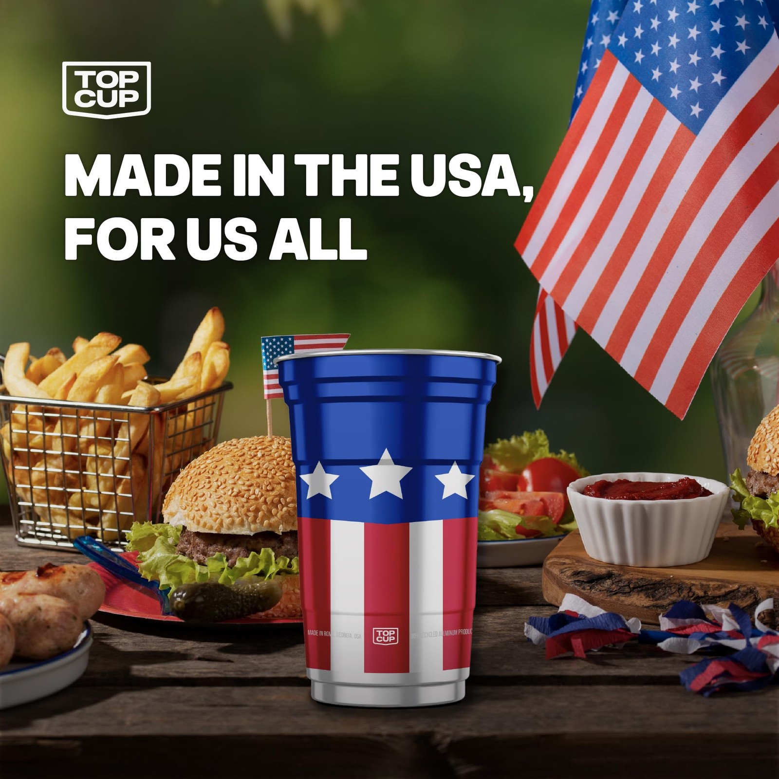 America’s 250th Birthday 20 oz Reusable Aluminum Cups 20 Count | Durable