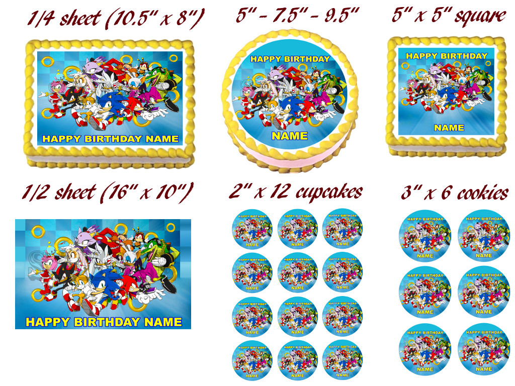 SONIC THE HEDGEHOG Edible Cake topper image Party decoration
