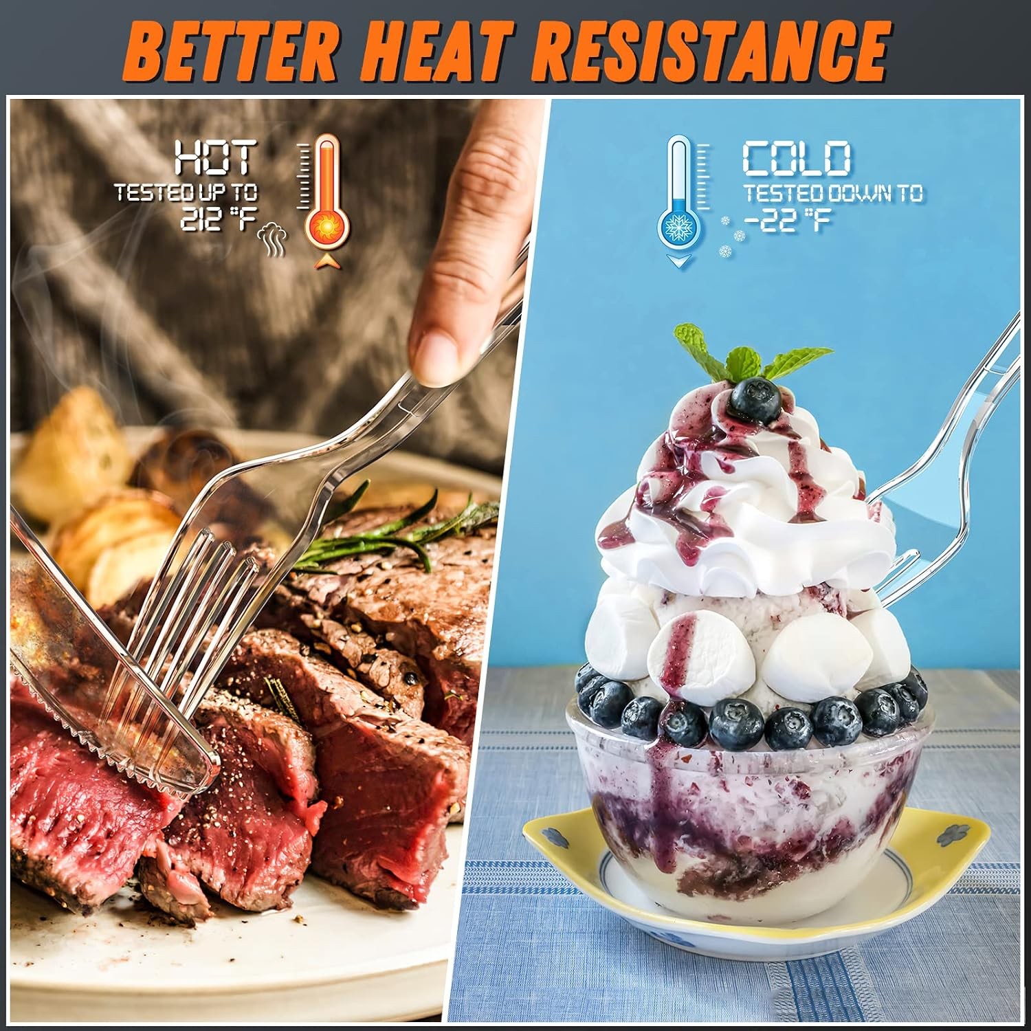 7.1″ Clear Plastic Forks Heavy Duty with Heat Resistant & BPA Free, Solid and