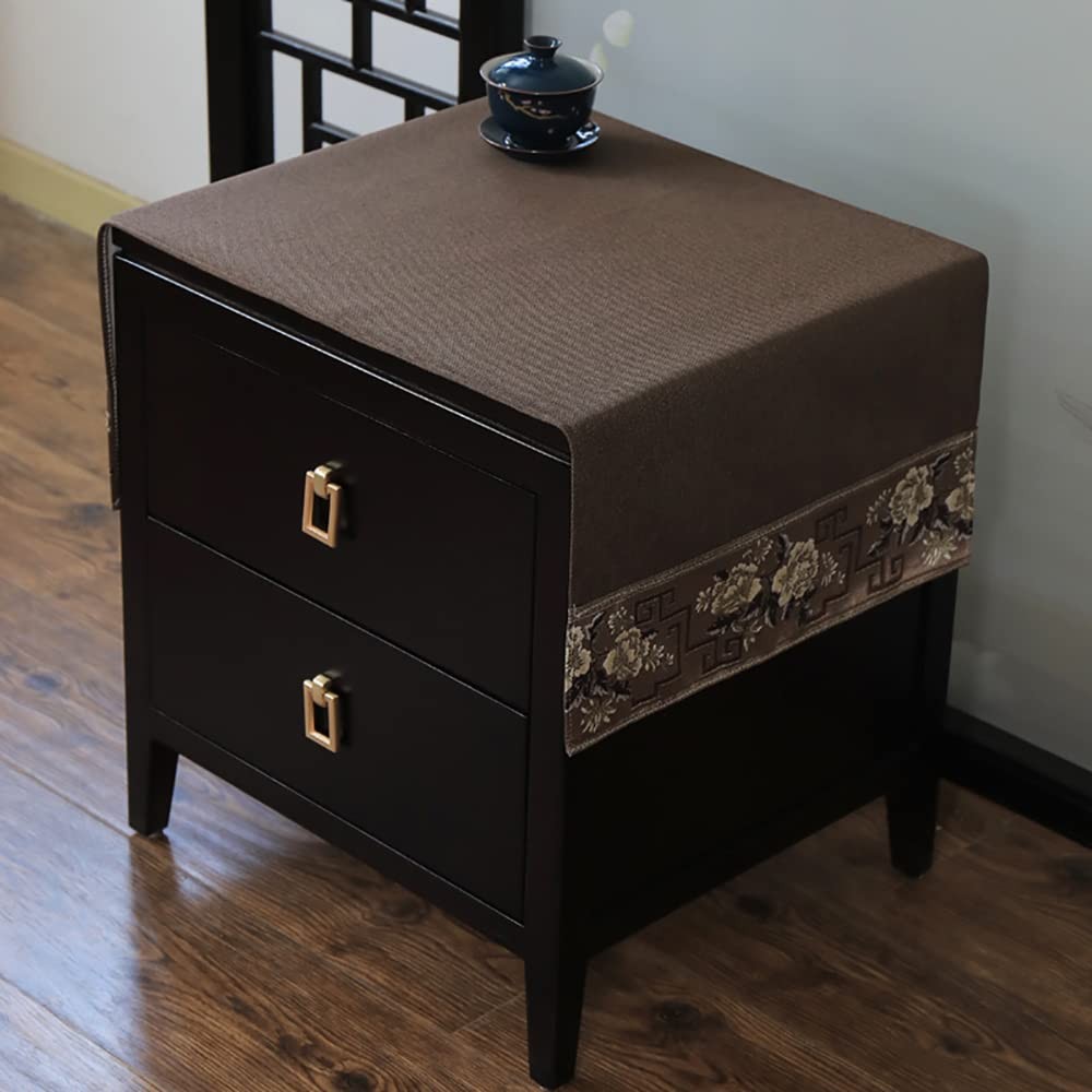 Topwon Solid Color Bedside Tablecloth Nightstand Runner Side End Tabletop Dust C