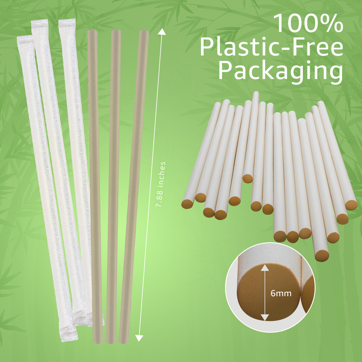 Ibambo Bamboo Disposable Straws – 1000 Pack, Single Wrapped Compostable Straws