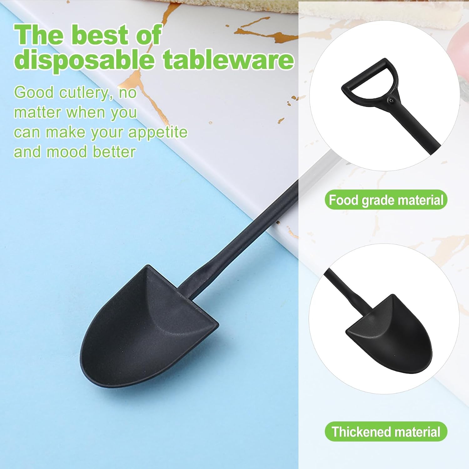 60 – Pcs Mini Shovel Shape Spoons, Tiny Disposable Plastic Dessert Spoons, Party
