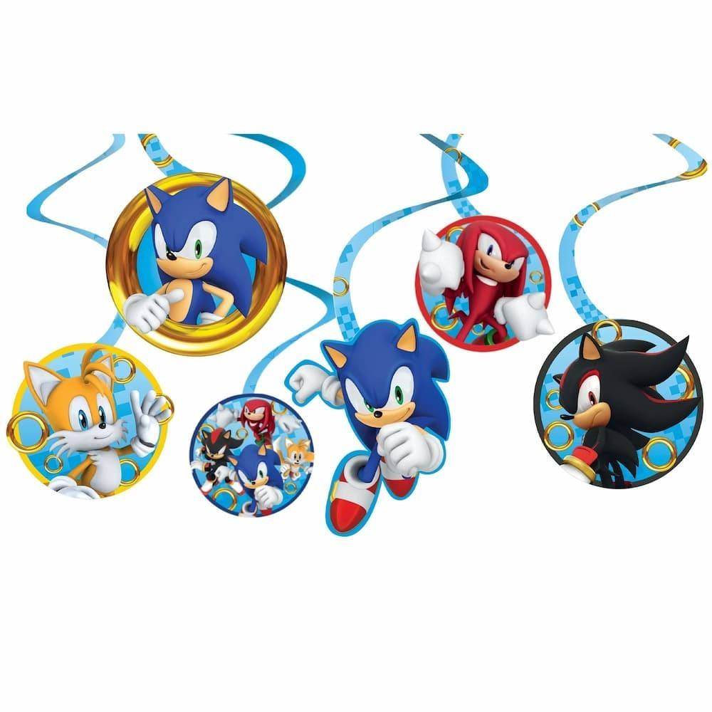Sonic the Hedgehog Cardstock Swirl Ceiling Decorations, 12ct Birthday Party