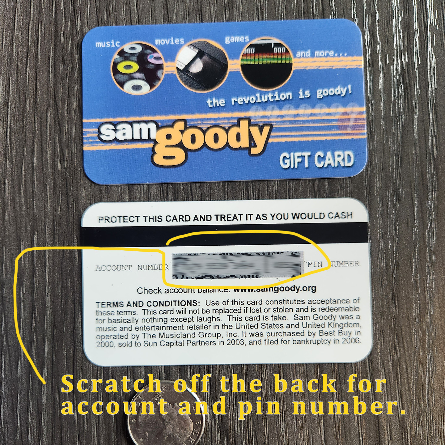 (2) Sam Goody Prank Gag Gift Card – Birthday Christmas Graduation Gag gift FUNNY
