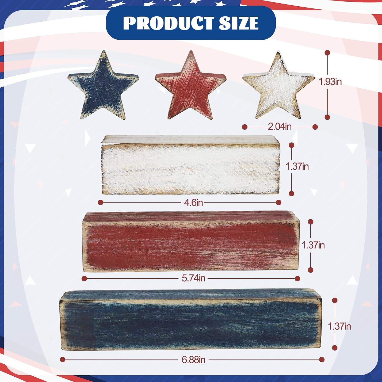 4Th of July Table Decorations, Red White Blue Decorations, Retro Patriotic Memor