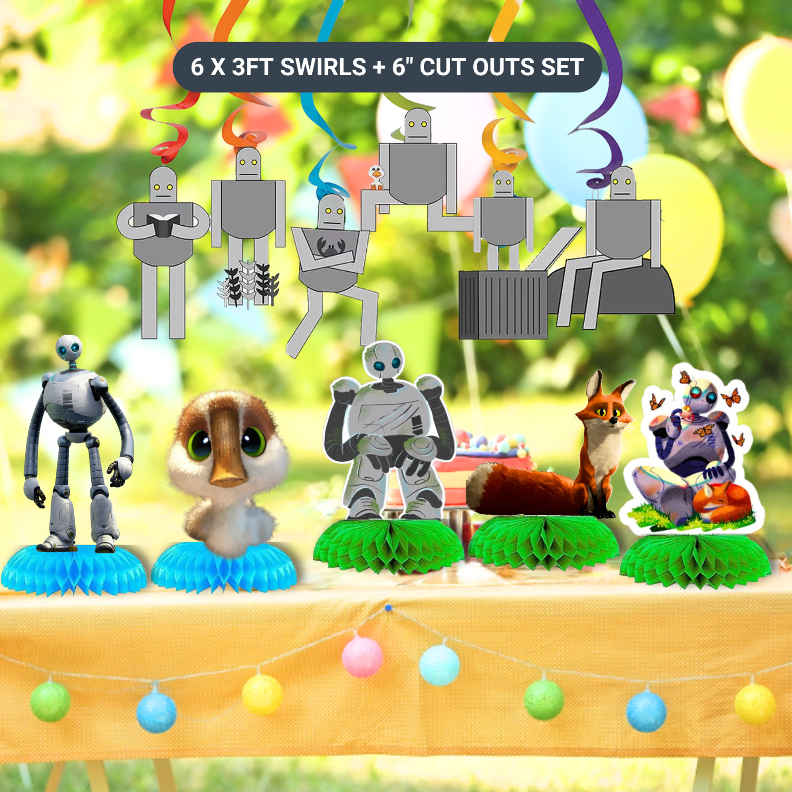 The Wild Robot Party Supplies happy birthday centerpiece decoration cup plate