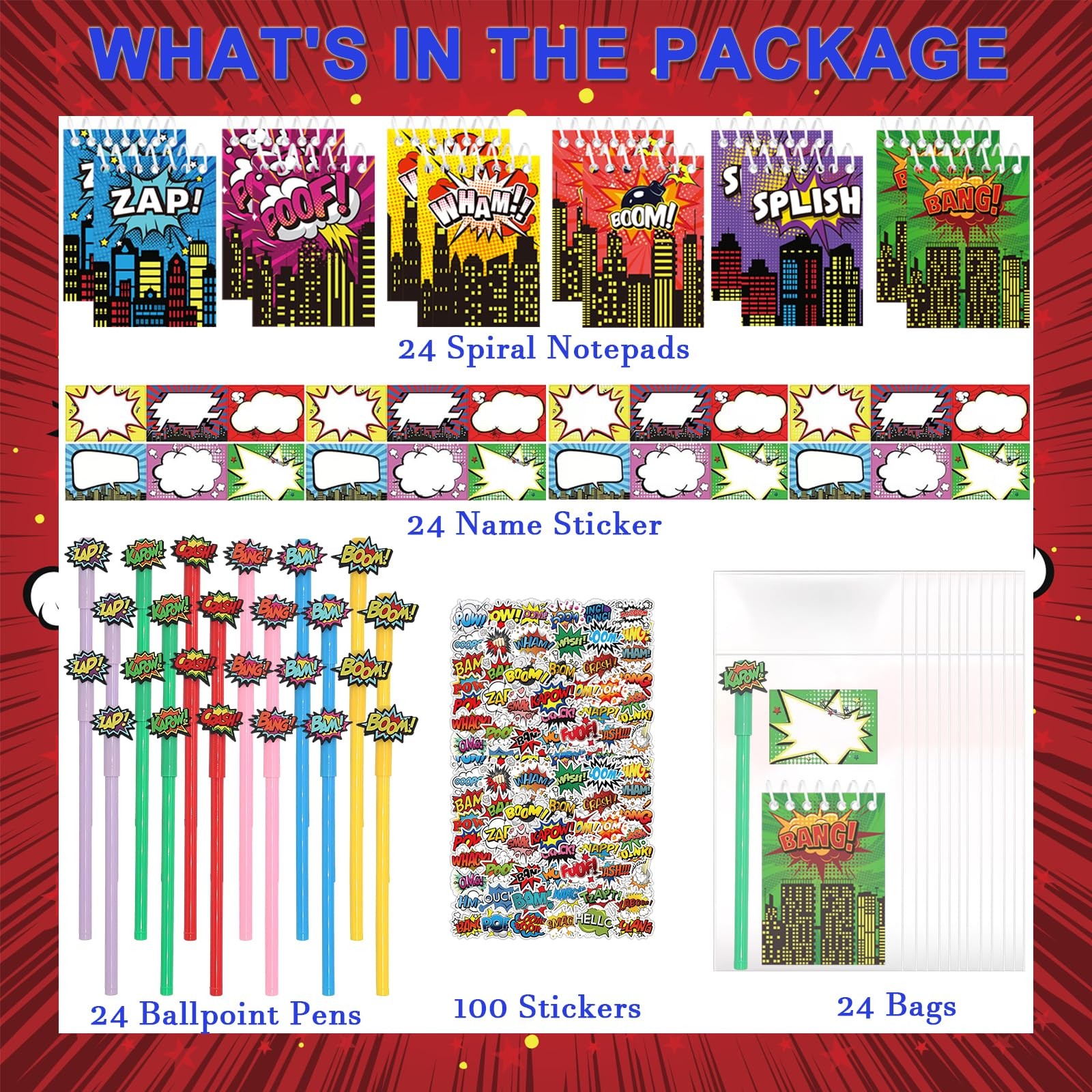 Apz 196 Pcs Hero Party Supplies Favors Include 24 Pack Spiral Notepads