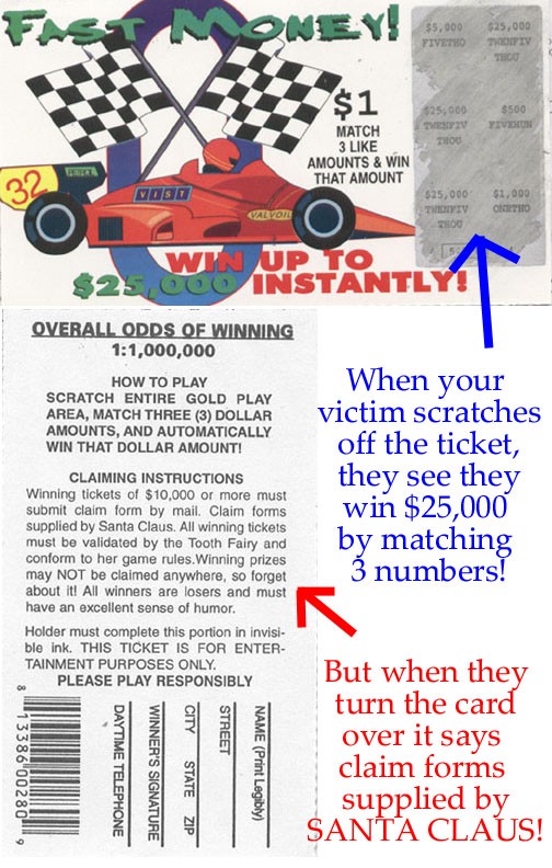 100 Fake Lotto Lottery Tickets Prank Joke – Funny Novelty Gag Joke
