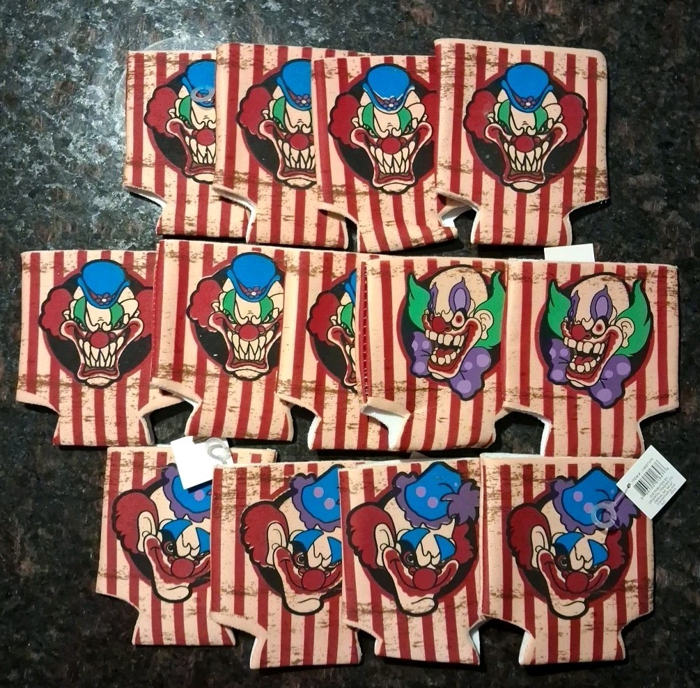 Carnevil Can Coozies Set Of 13. Halloween, Carnival, Circus, Birthday Party