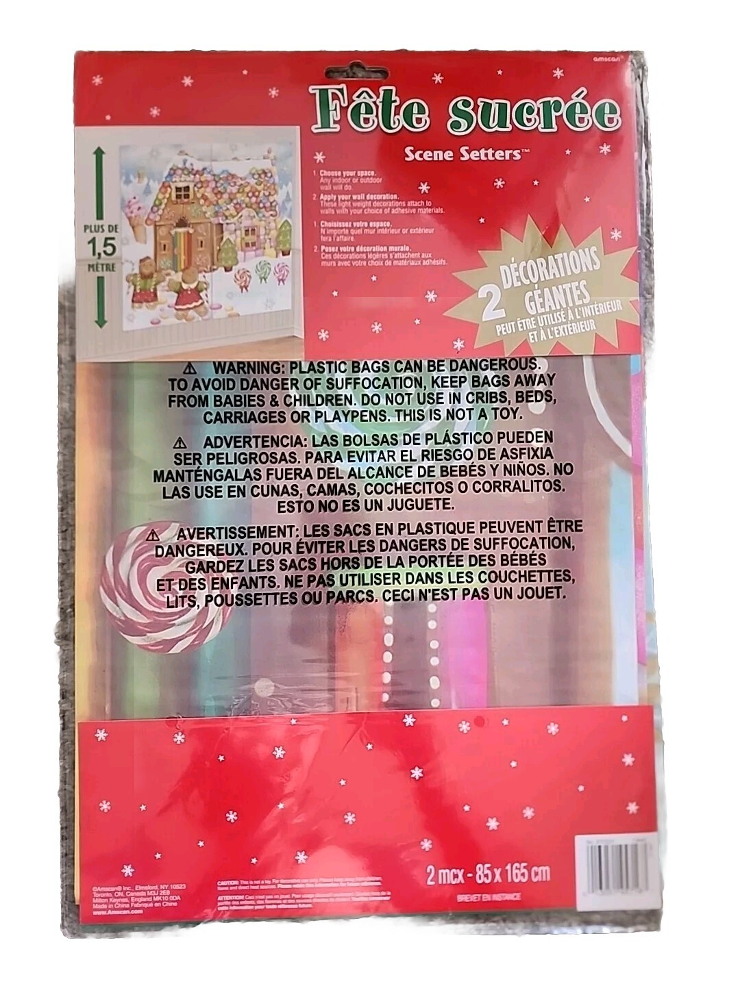 Gingerbread Candy House Wall Scene Setter Christmas Party Decorations 5 Ft Tall