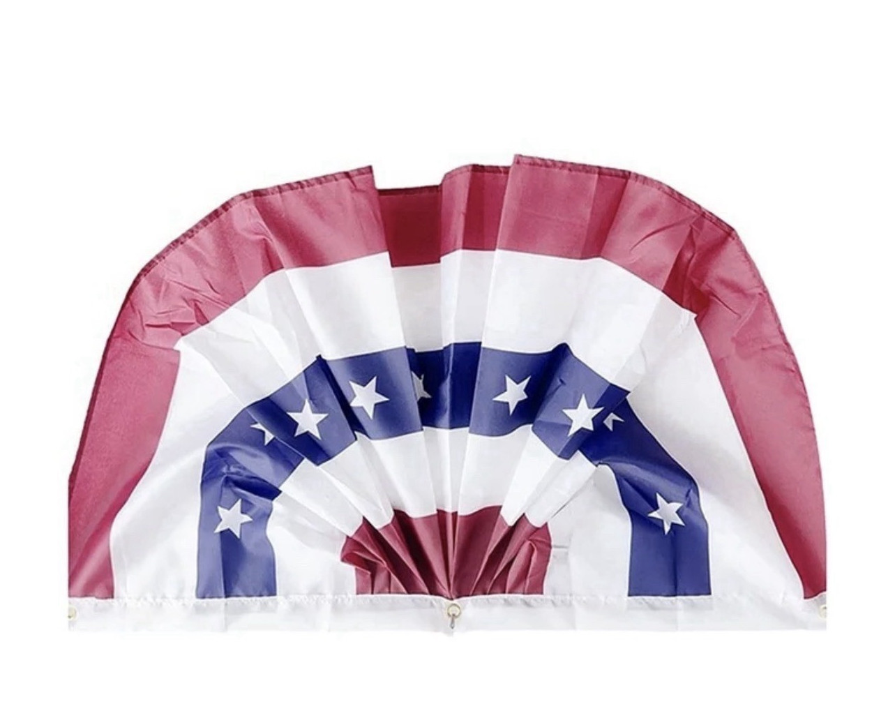 Red White Blue Patriotic Stars & Stripes Fabric Bunting Banner w/ Grommets