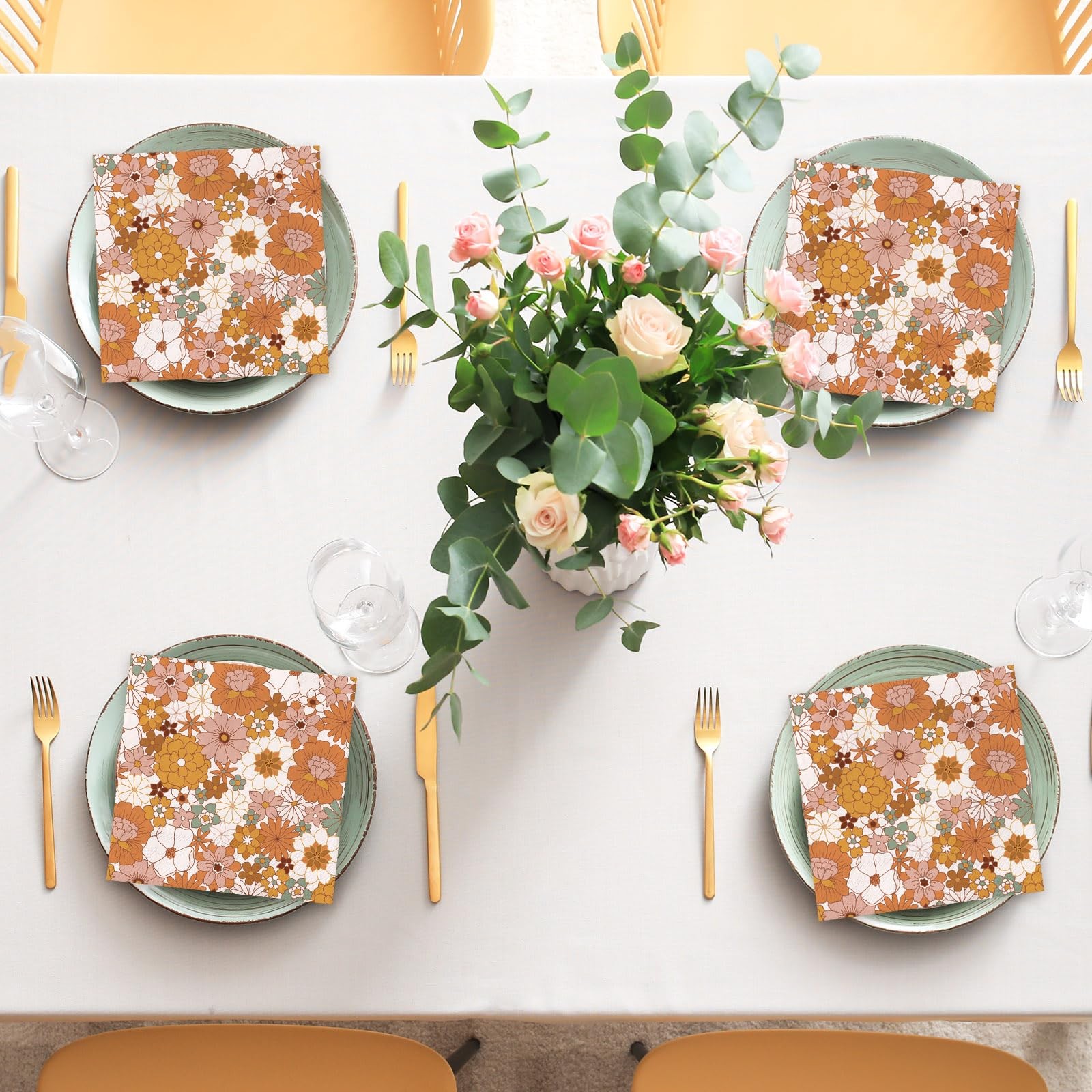 Whaline 80 Pack Boho Floral Paper Napkin 6.5 x x inches, Multicolor