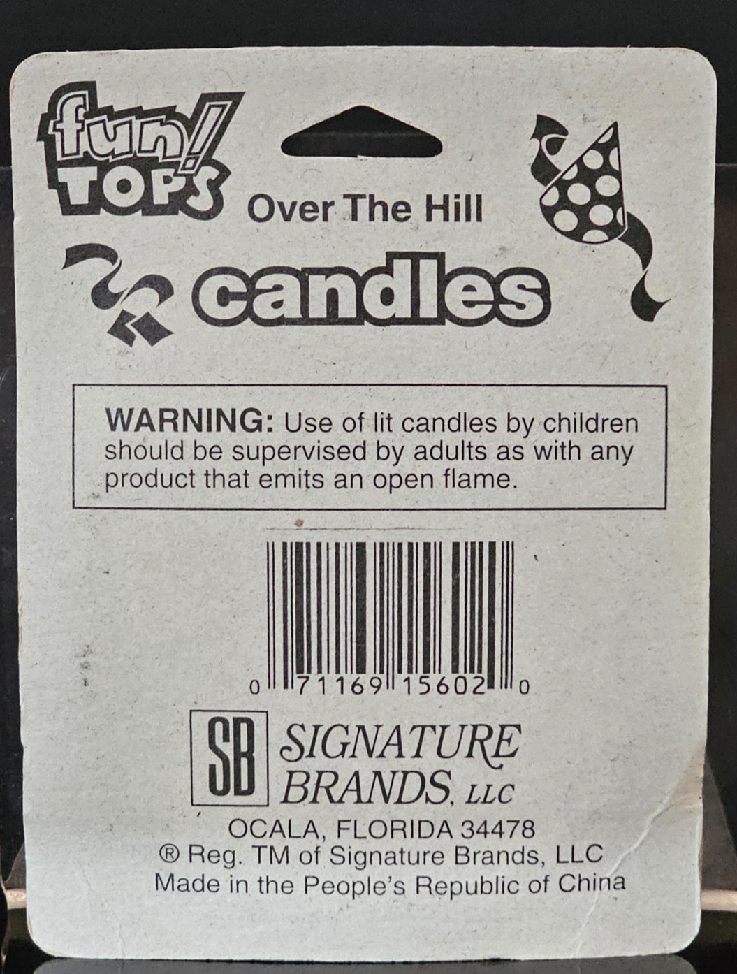 Fun Tops Over The Hill Candle ‘Over The Hill Too Old To Count’ New in Pkg
